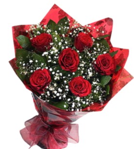 6 adet kırmızı gülden buket  Ardahan yurtiçi ve yurtdışı çiçek siparişi 