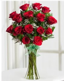 Cam vazo içerisinde 11 kırmızı gül vazosu  Ardahan anneler günü çiçek yolla 