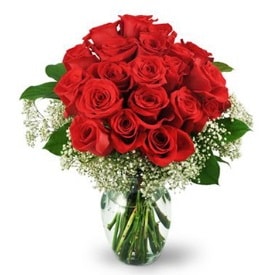25 adet kırmızı gül cam vazoda  Ardahan çiçek , çiçekçi , çiçekçilik 