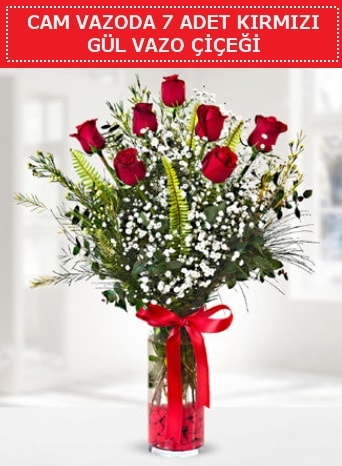 Cam vazoda 7 adet kırmızı gül çiçeği  Ardahan çiçek gönderme sitemiz güvenlidir 
